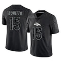 D.Broncos #15 Nik Bonitto Player Black Reflective Limited Ldoa Stitched Jerseys