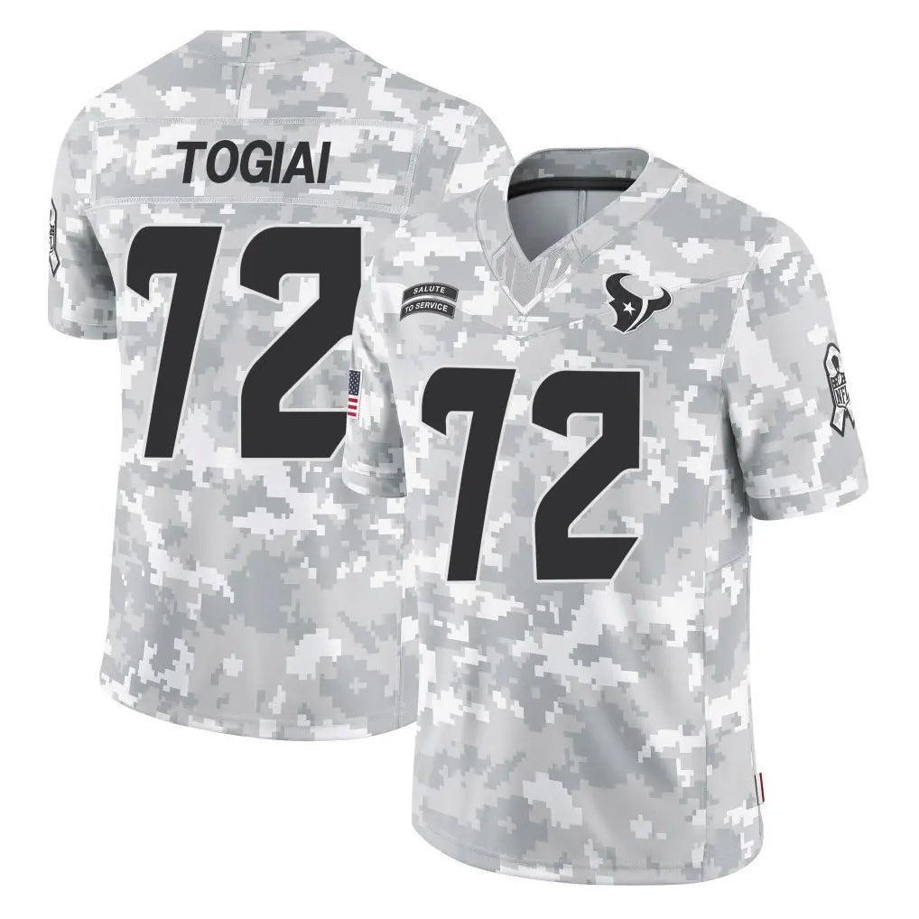 H.Texans #72 Tommy Togiai Player Arctic Camo Salute To Service Limited Game Ldoa Stitched Jerseys