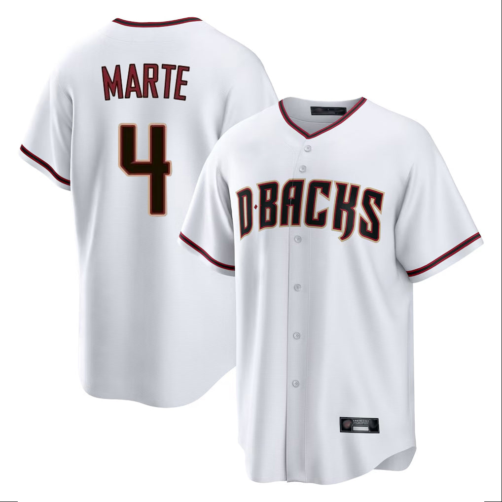 A.Diamondbacks #4 Ketel Marte Player White Home Game Ldoa Stitched Jerseys