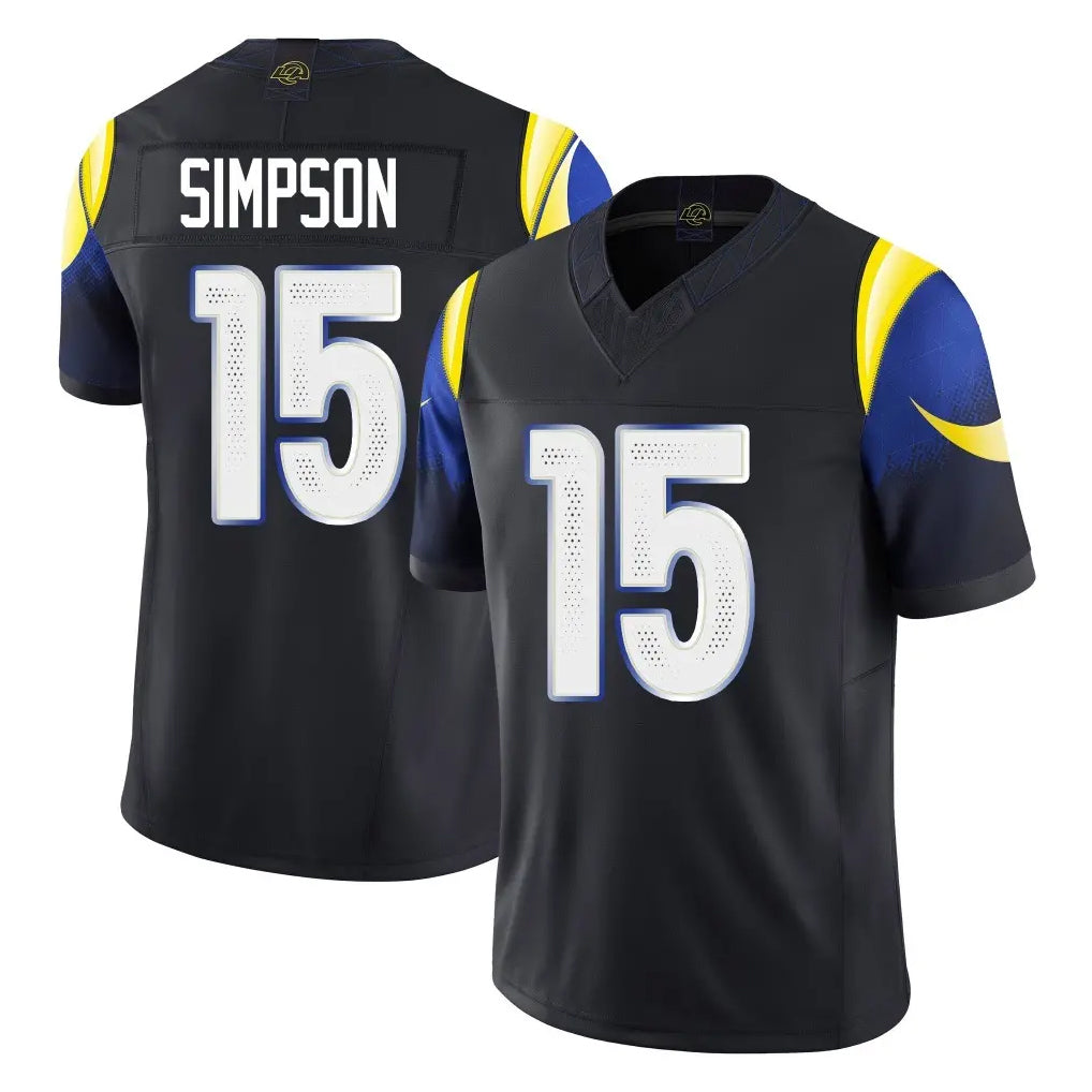 LA.Rams #15 Ty Simpson Player Black Midnight Rivalries Collection Limited Home Game Ldoa Stitched Jerseys