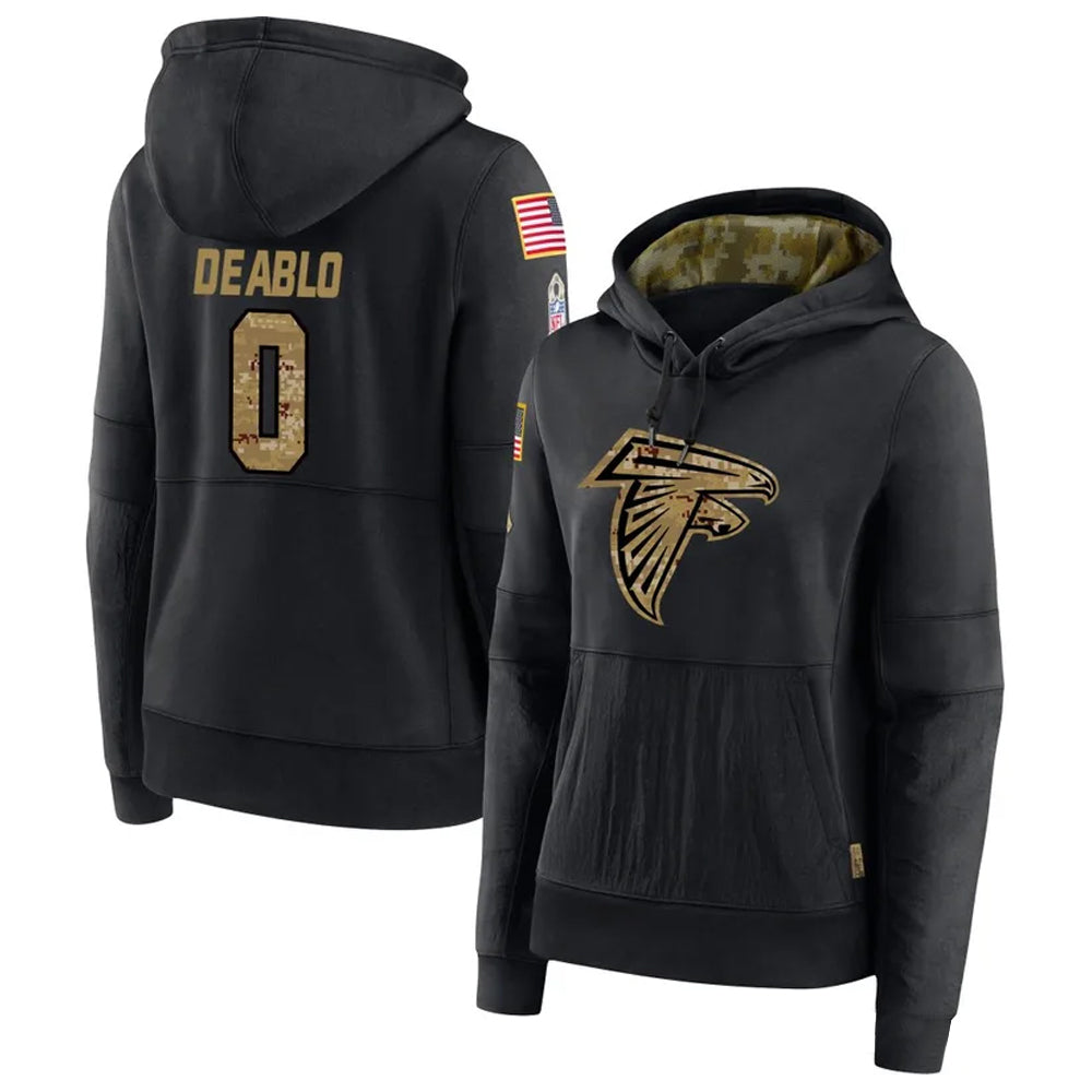 A.Falcons #0 Divine Deablo Player Black Salute to Service Hoodies Ldoa Stitched Jerseys