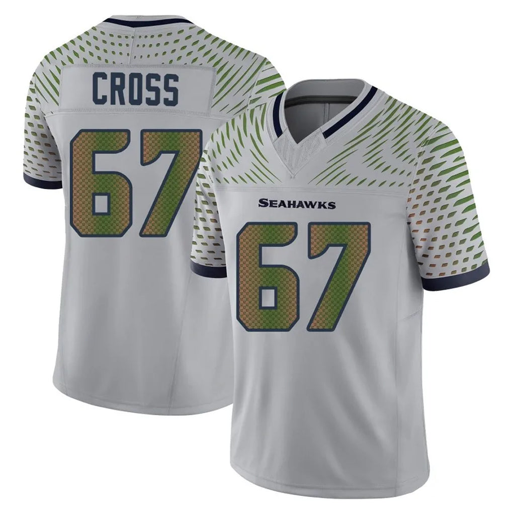 S.Seahawks #67 Charles Cross Player Grey Limited 2025 Rivalries Collection Home Game Ldoa Stitched Jerseys