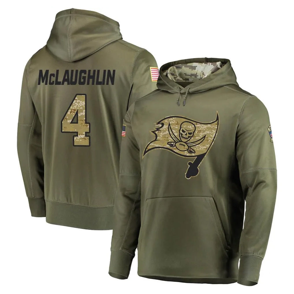 TB.Buccaneers #4 Chase McLaughlin Player Olive Salute to Service Pullover Hoodie Home Game Ldoa Stitched Jerseys