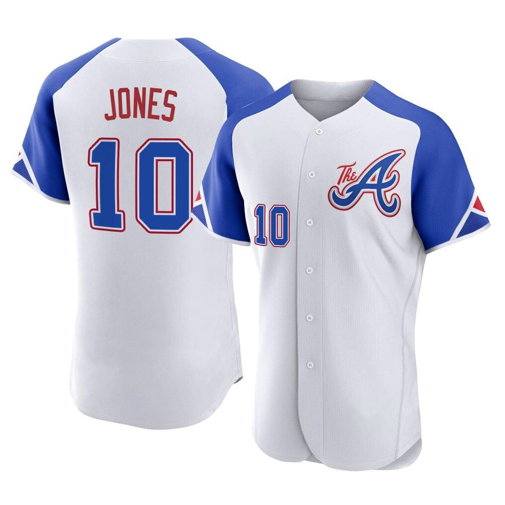 A.Braves #10 Chipper Jones Player White City Connect Limited Elite Home Game Ldoa Stitched Jerseys
