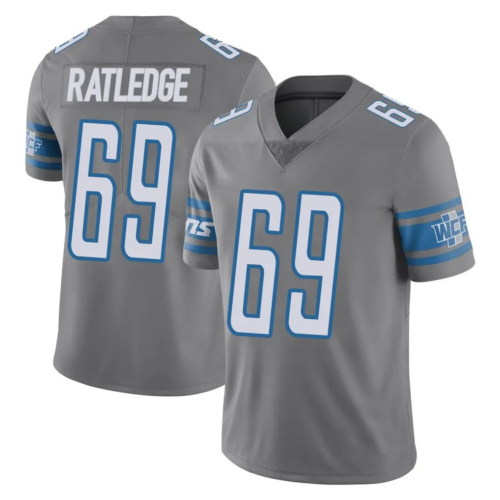D.Lions #69 Tate Ratledge Player Gray Vapor Untouchable Limited Home Game Ldoa Stitched Jerseys
