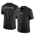 LA.Chargers #1 Quentin Johnston Player Black Limited Reflective Home Game Ldoa Stitched Jerseys