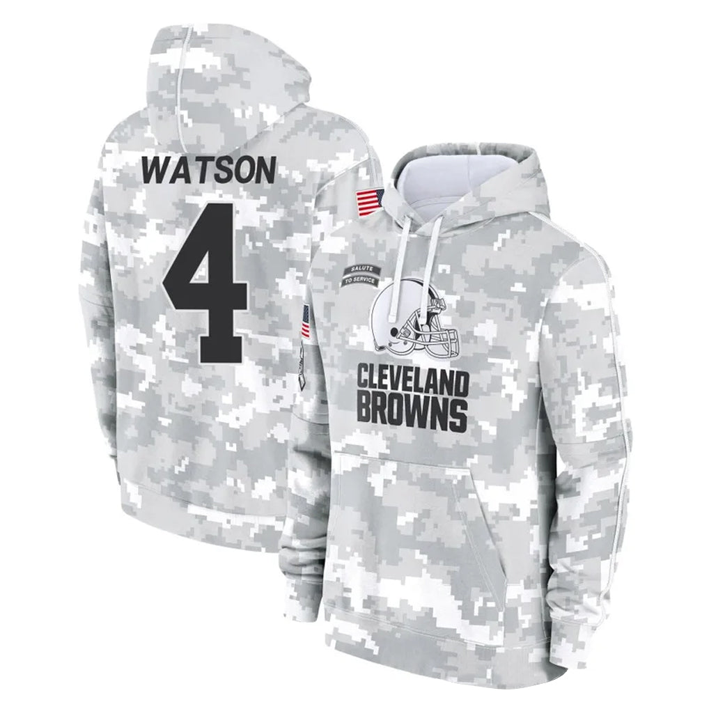 C.Browns #4 Deshaun Watson Player Arctic Camo Salute to Service Hoodies Limited Game Ldoa Stitched Jerseys