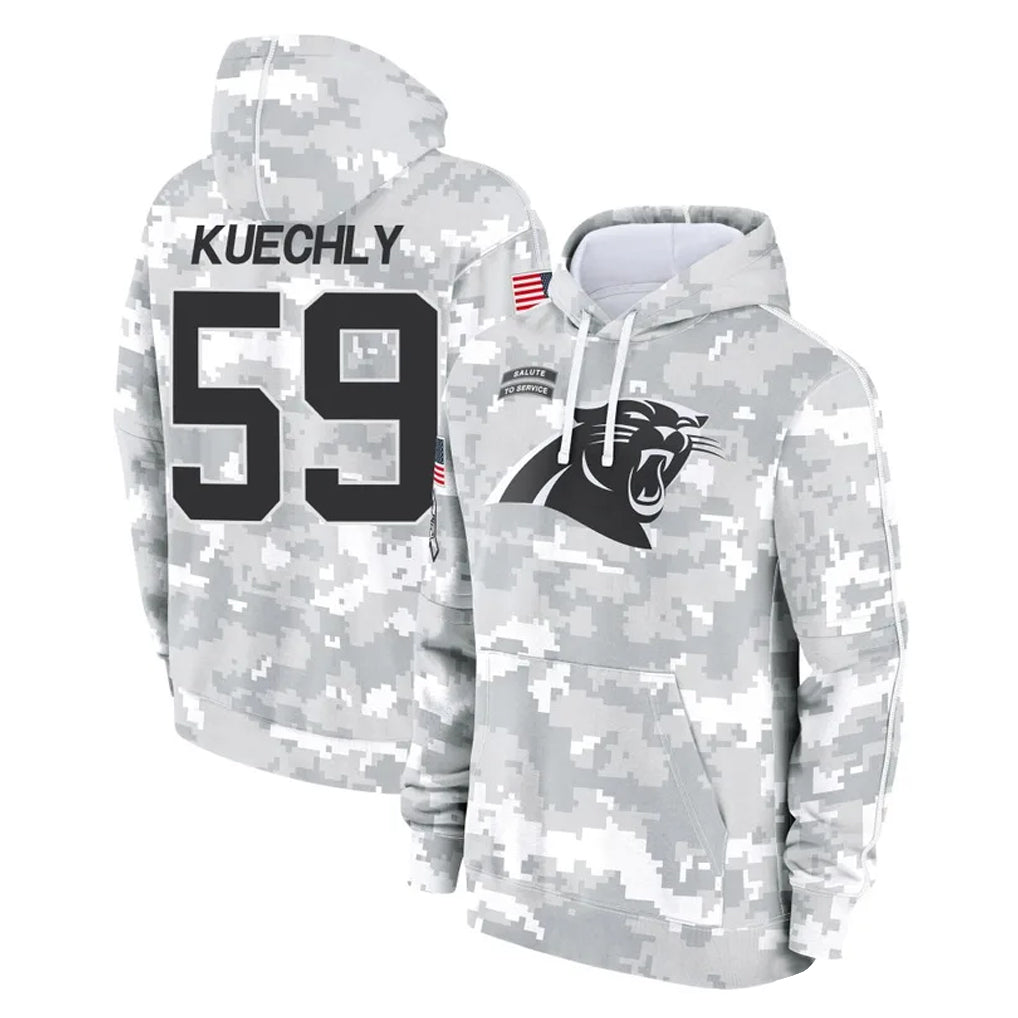 C.Panthers #59 Luke Kuechly Player Arctic Camo Salute to Service Pullover Hoodies Limited Game Ldoa Stitched Jerseys