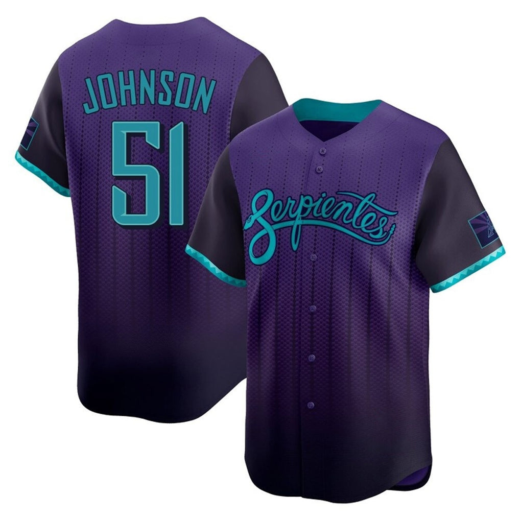 A.Diamondbacks #51 Randy Johnson Player Purple City Connect Limited Home Game Ldoa Stitched Jerseys