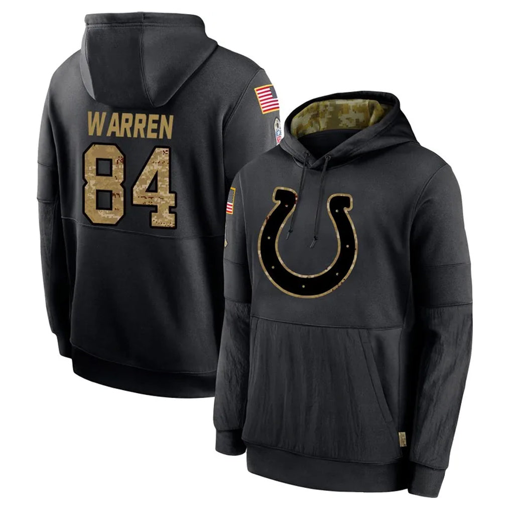 IN.Colts #84 Tyler Warren Player Black Salute to Service Hoodies Limited Game Ldoa Stitched Jerseys