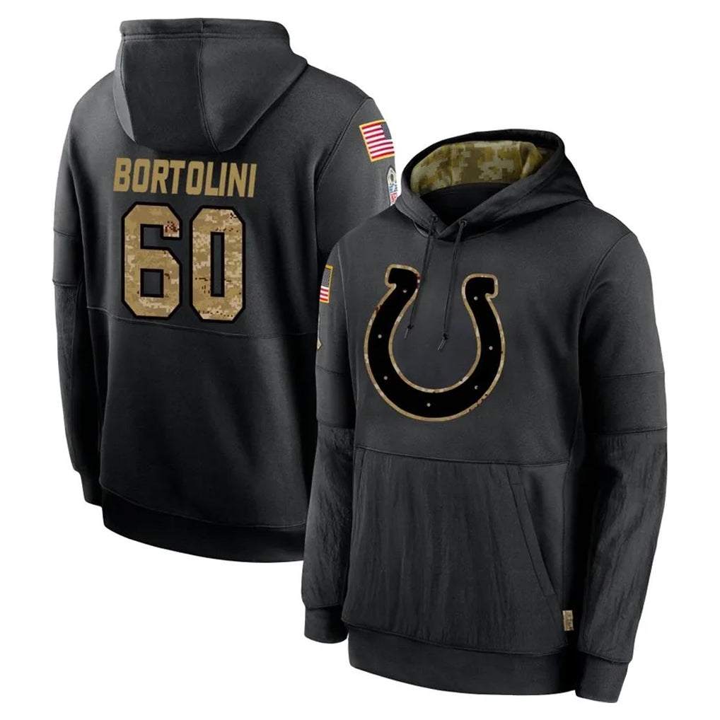 IN.Colts #60 Tanor Bortolini Player Black Salute to Service Hoodies Limited Game Ldoa Stitched Jerseys