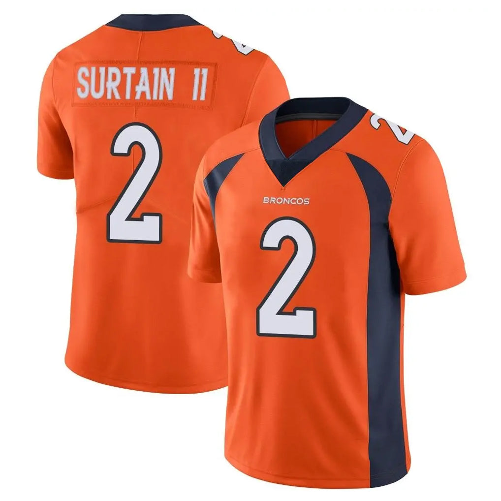 D.Broncos #2 Pat Surtain II Player Orange Color Vapor Untouchable Limited Game Ldoa Stitched Jerseys