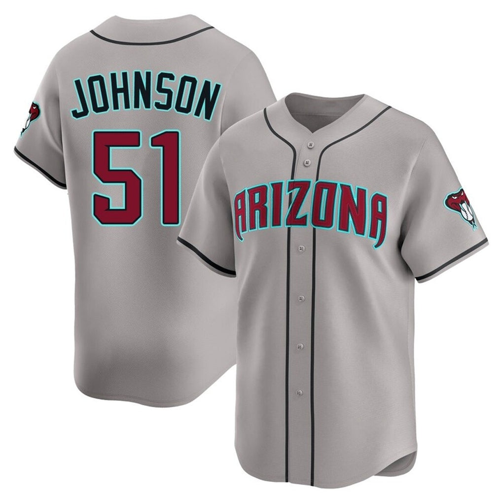 A.Diamondbacks #51 Randy Johnson Player Gray Road Limited Home Game Ldoa Stitched Jerseys