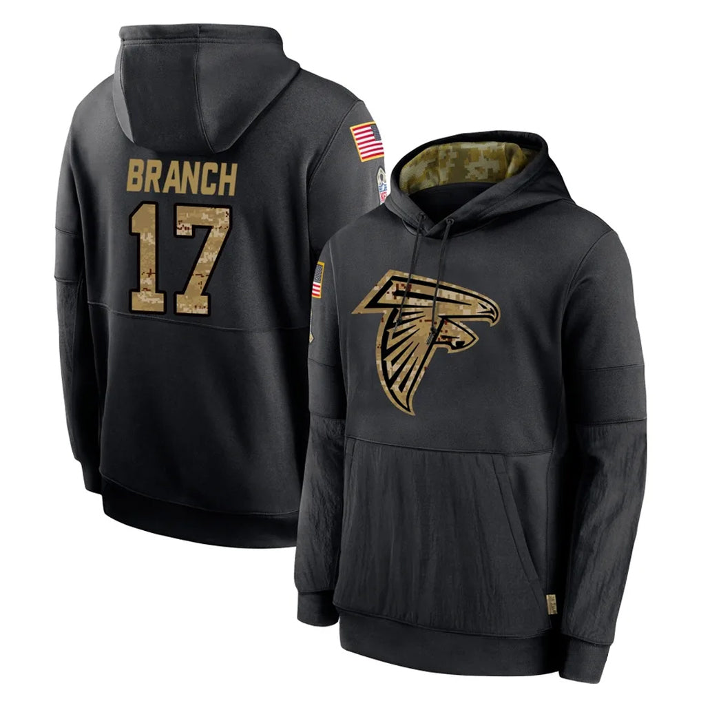 A.Falcons #17 Zachariah Branch Player Black Salute to Service Limited Black Hoodie Ldoa Stitched Jerseys