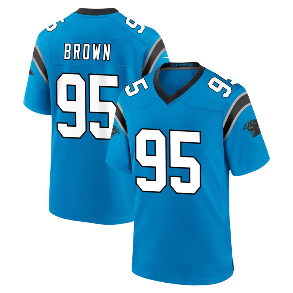 C.Panthers #95 Derrick Brown Player Blue Home Game Ldoa Stitched Jerseys