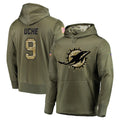 M.Dolphins #9 Joshua Uche Player Olive Salute to Service Pullover Hoodies Home Game Ldoa Stitched Jerseys