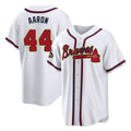 A.Braves #44 Hank Aaron Player White Gold Home Game Ldoa Stitched Jerseys