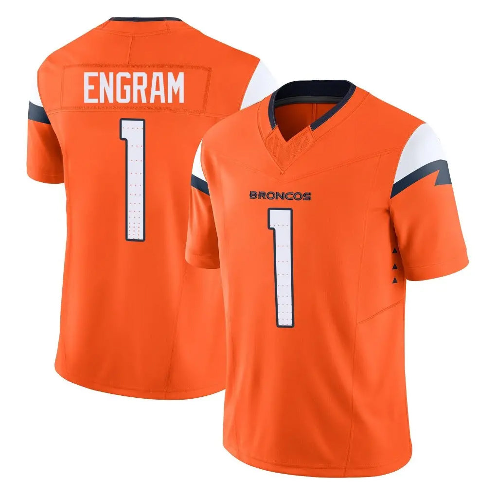 D.Broncos #1 Evan Engram Player Orange Vapor F.U.S.E. Limited Home Game Ldoa Stitched Jerseys