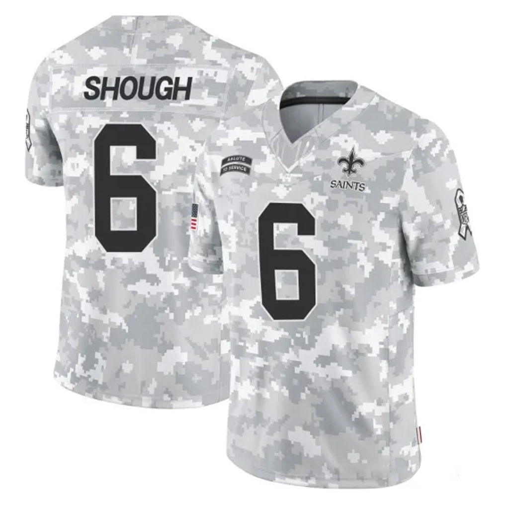 NO.Saints #6 Tyler Shough Player Arctic Camo Salute To Service Limited Game Ldoa Stitched Jerseys