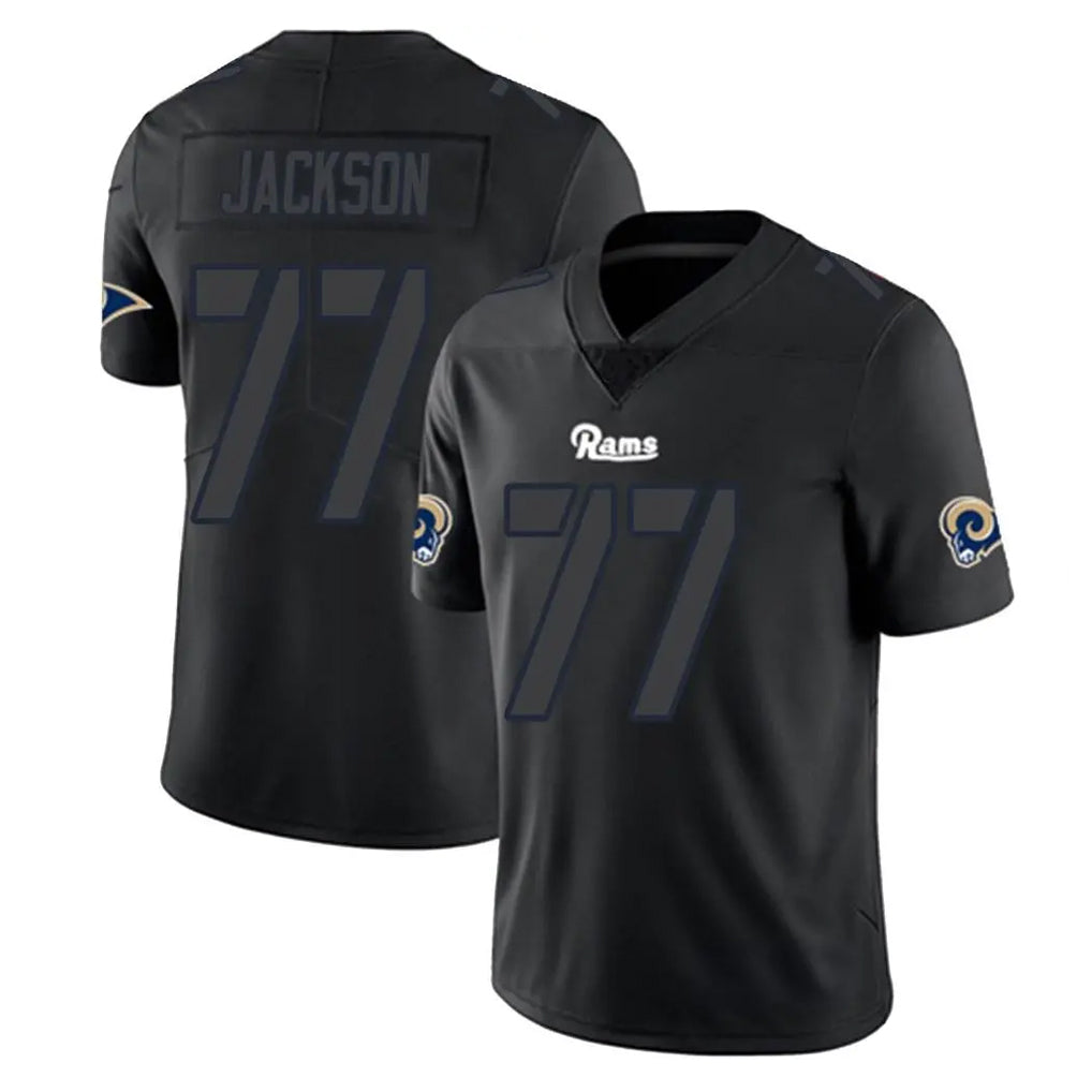 LA.Rams #77 Alaric Jackson Player Black Impact Limited Home Game Ldoa Stitched Jerseys