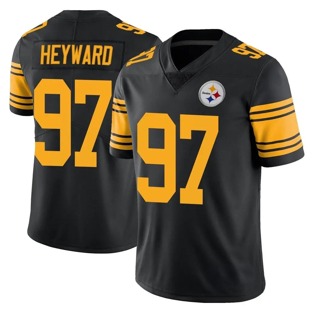 P.Steelers #97 Cameron Heyward Player Black Limited Color Rush Home Game Ldoa Stitched Jerseys