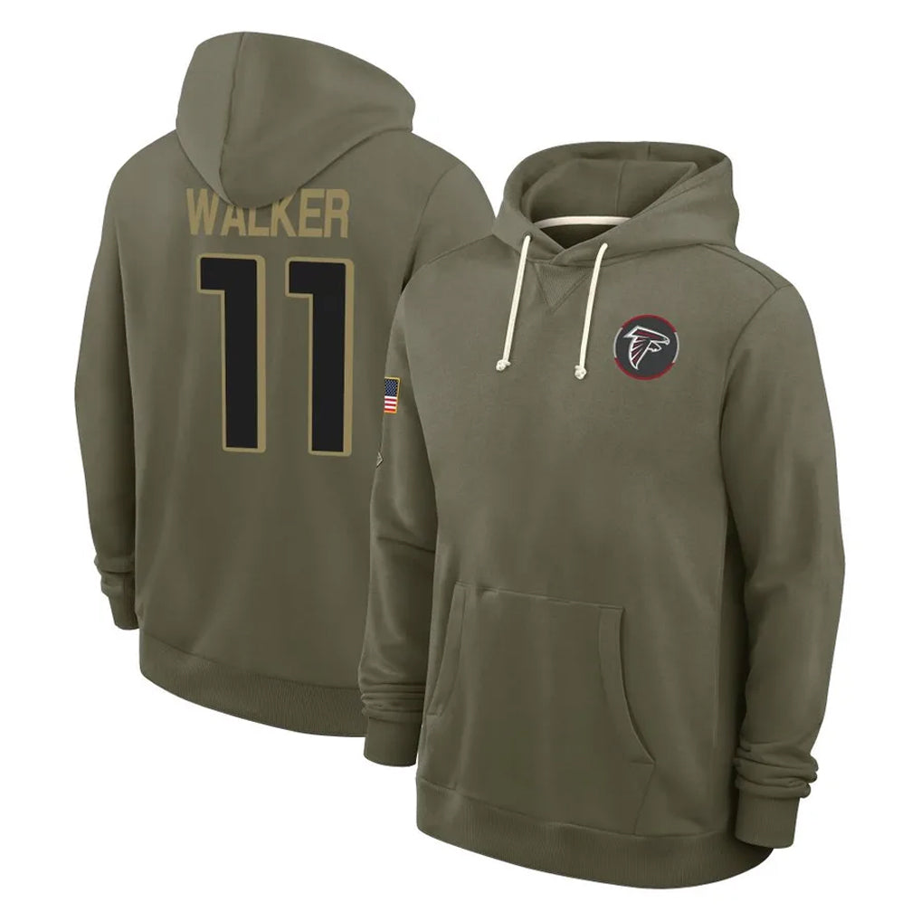 A.Falcons #11 Jalon Walker Player Olive 2025 Salute to Service Hoodies Ldoa Stitched Jerseys