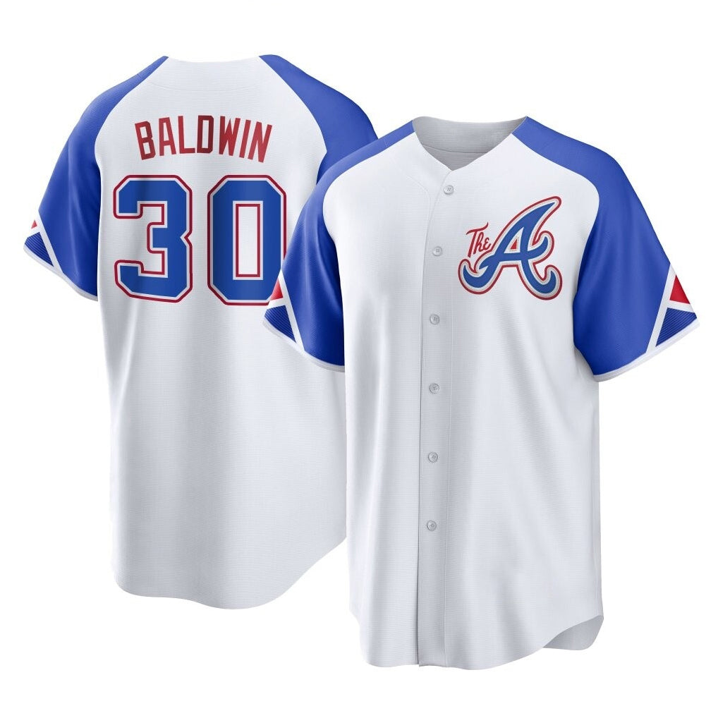 A.Braves #30 Drake Baldwin Player White City Connect Home Game Ldoa Stitched Jerseys