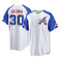 A.Braves #30 Drake Baldwin Player White City Connect Home Game Ldoa Stitched Jerseys