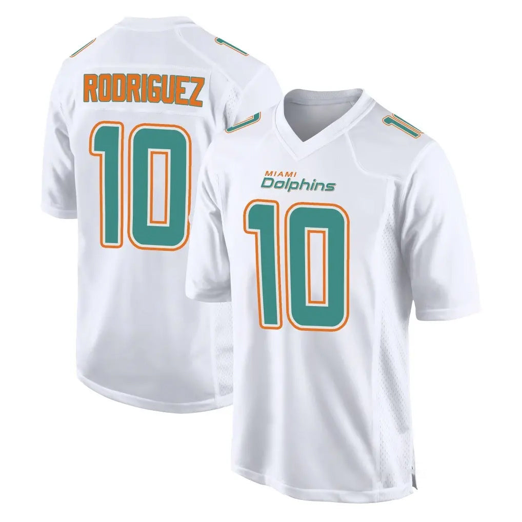 M.Dolphins #10 Jacob Rodriguez Player White Fashion Home Game Ldoa Stitched Jerseys
