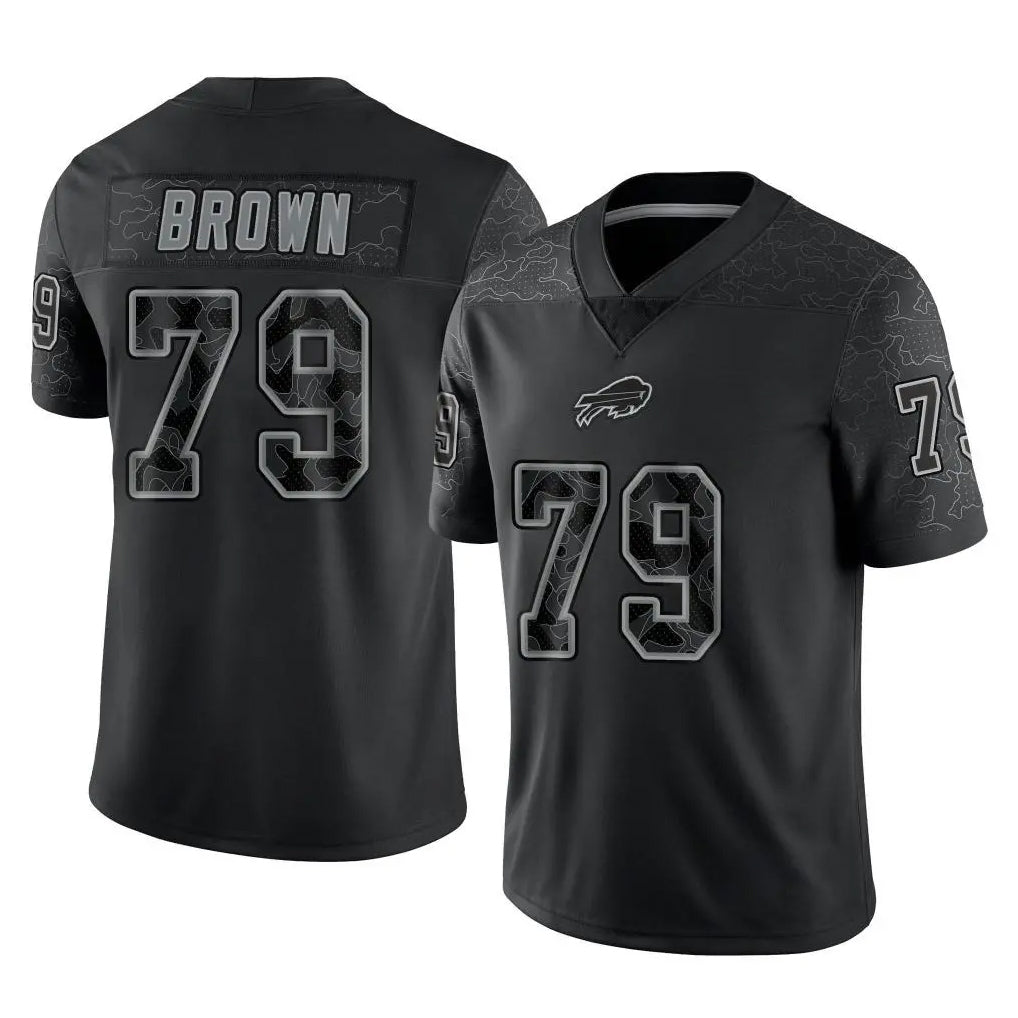 B.Bills #79 Spencer Brown Player Black RFLCTV Limited Ldoa Stitched Jerseys