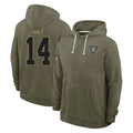 LV.Raiders #14 Matt Gay Player Olive Salute to Service Pullover Hoodies Limited Ldoa Stitched Jerseys
