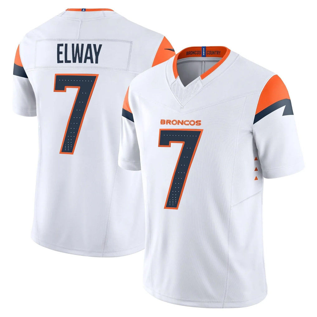 D.Broncos #7 John Elway Player White Limited Vapor F.U.S.E. Home Game Ldoa Stitched Jerseys