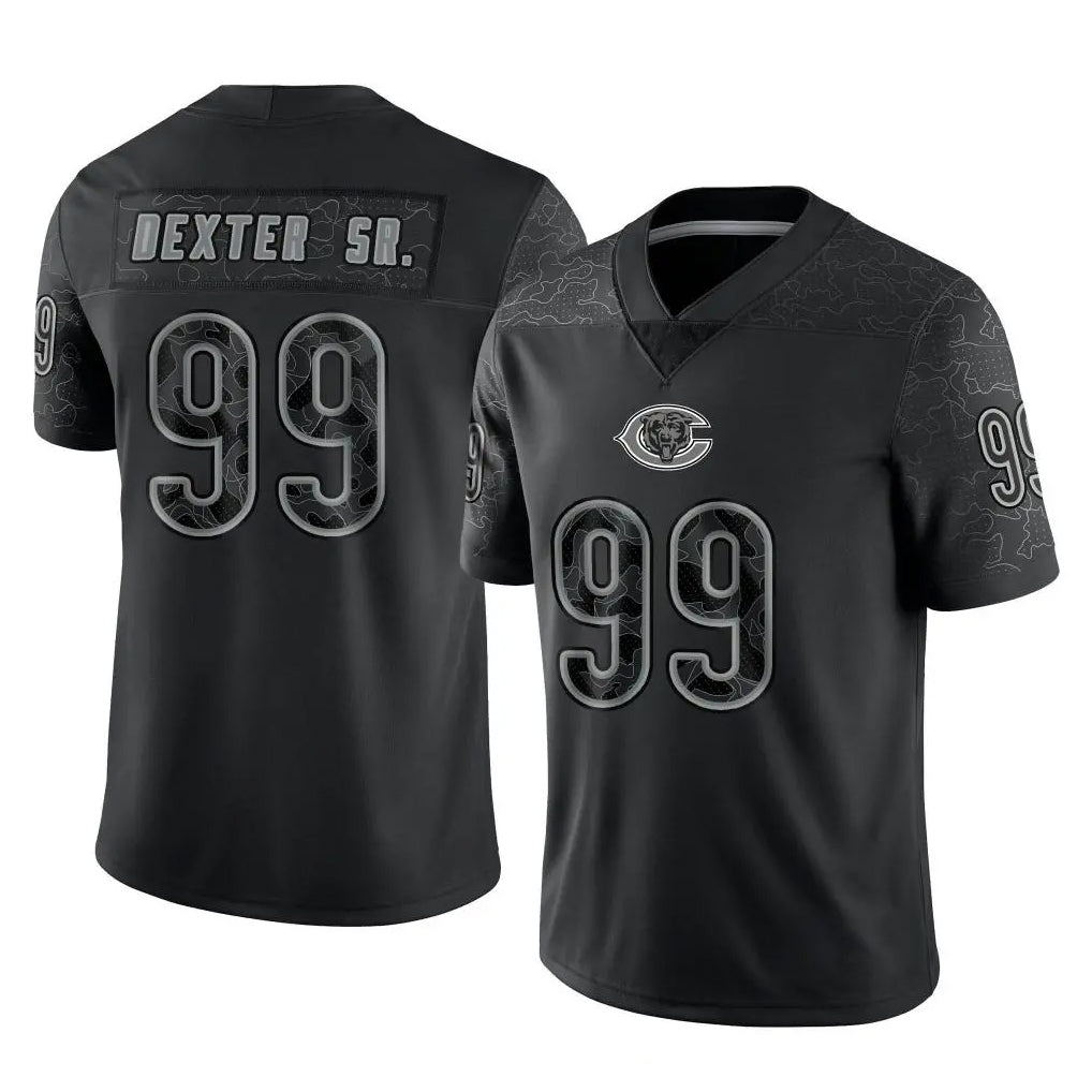 C.Bears #99 Gervon Dexter Sr. Player Black REFLECTIVE Limited Game Ldoa Stitched Jerseys