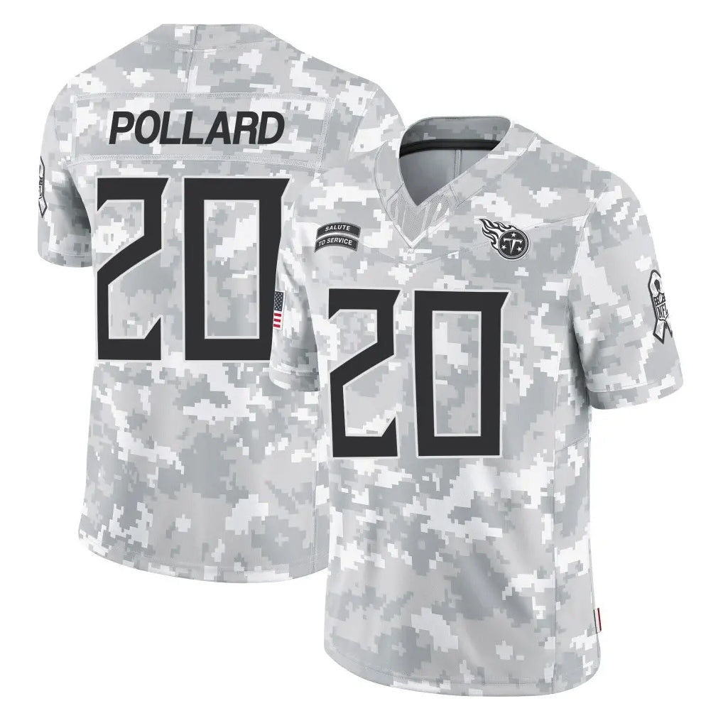 T.Titans #20 Tony Pollard Player Arctic Camo Limited Salute to Service Home Game Ldoa Stitched Jerseys