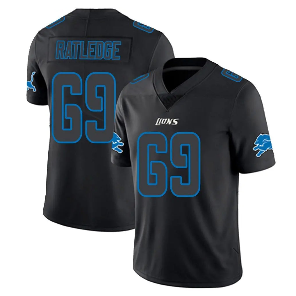 D.Lions #69 Tate Ratledge Player Black Impact Limited Home Game Ldoa Stitched Jerseys