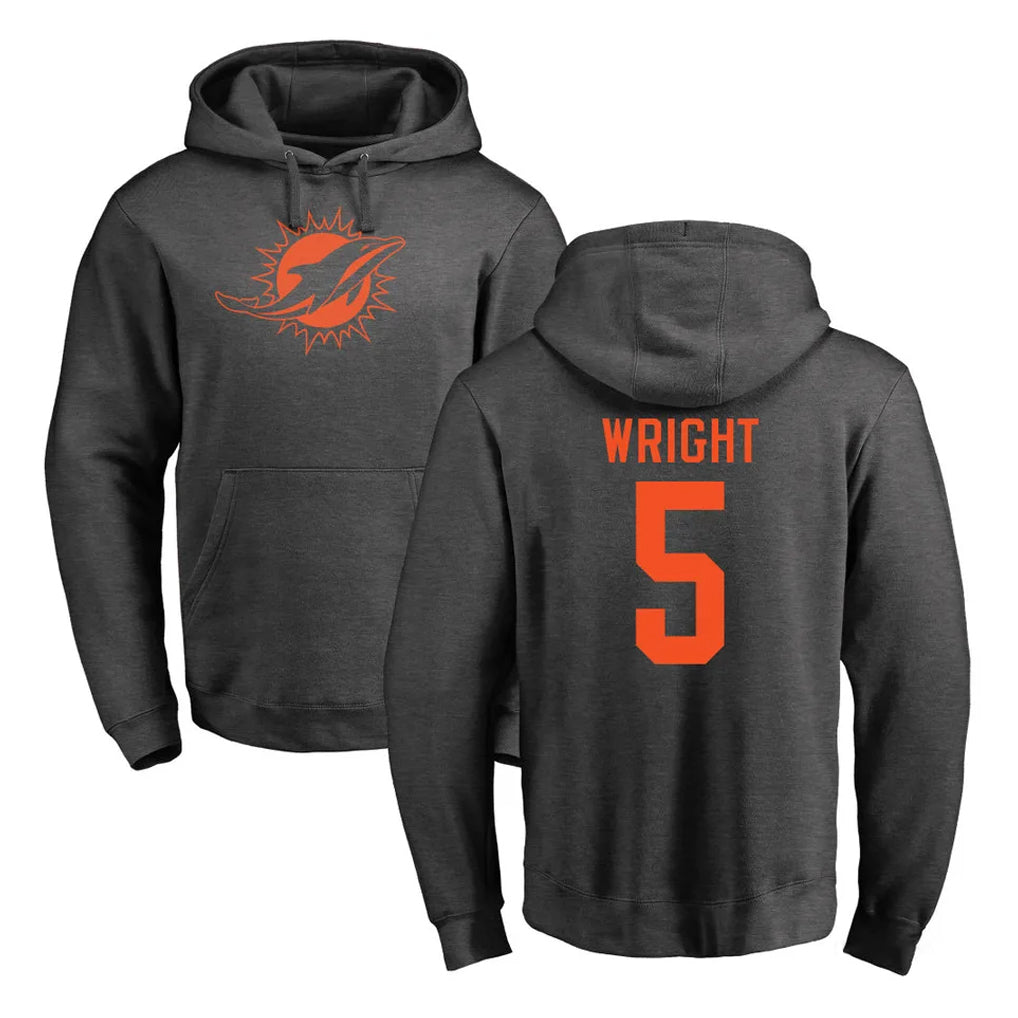 M.Dolphins #5 Jaylen Wright Player Darkgray Pullover Hoodies Limited Ldoa Stitched Jerseys