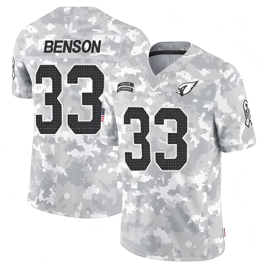 A.Cardinals #33 Trey Benson Player Camo Salute to Service Limited Ldoa Stitched Jerseys