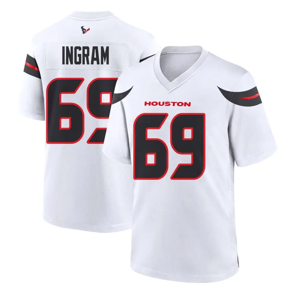 H.Texans #69 Ed Ingram Player White Home Game Ldoa Stitched Jerseys