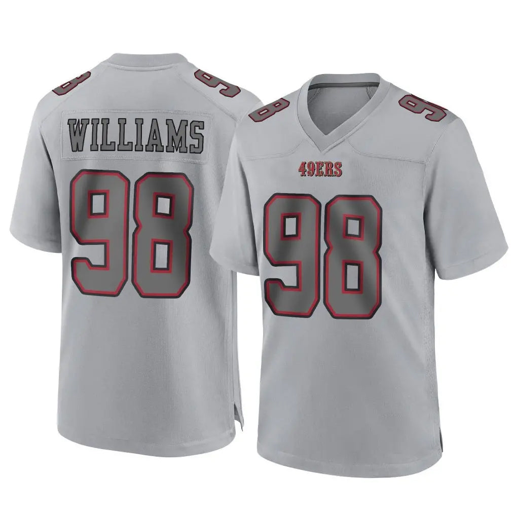 SF.49ers #98 Mykel Williams Player Gray Atmosphere Fashion Home Game Ldoa Stitched Jerseys