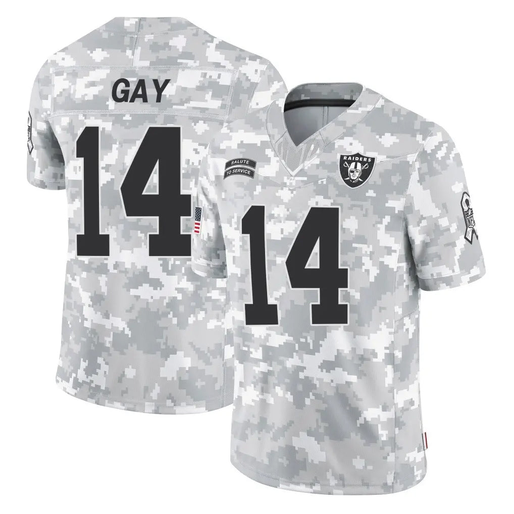 LV.Raiders #14 Matt Gay Player Arctic Camo Salute To Service Limited Game Ldoa Stitched Jerseys