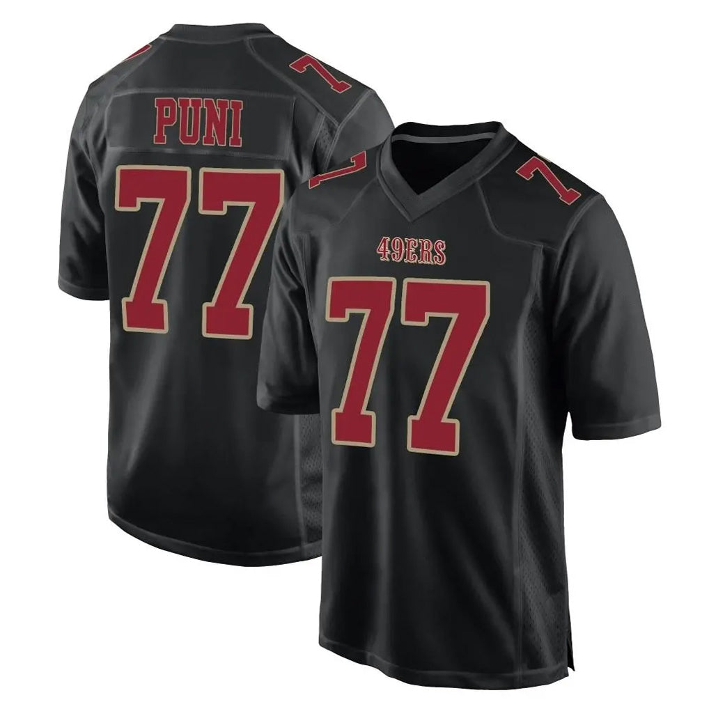 SF.49ers #77 Dominick Puni Player Black Fashion Home Game Ldoa Stitched Jerseys