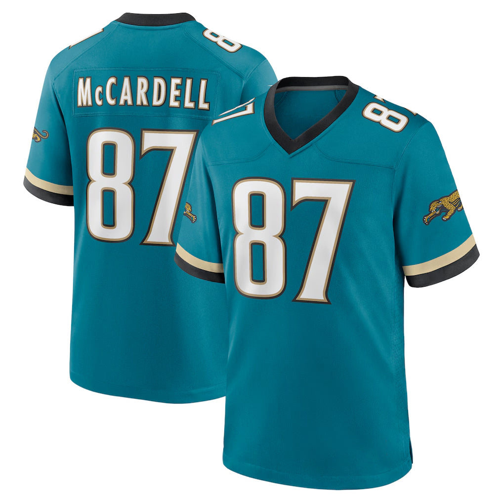 J.Jaguars #87 Keenan McCardell Player Teal Prowler Throwback Limited Home Game Ldoa Stitched Jerseys