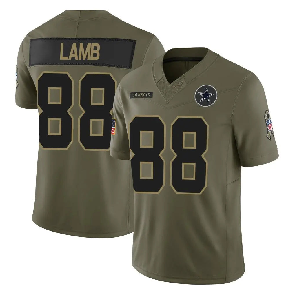 D.Cowboys #88 CeeDee Lamb Player Olive 2025 Salute to Service Limited Home Game Ldoa Stitched Jerseys