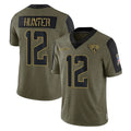 J.Jaguars #12 Travis Hunter Player Olive Salute To Service Limited Game Ldoa Stitched Jerseys