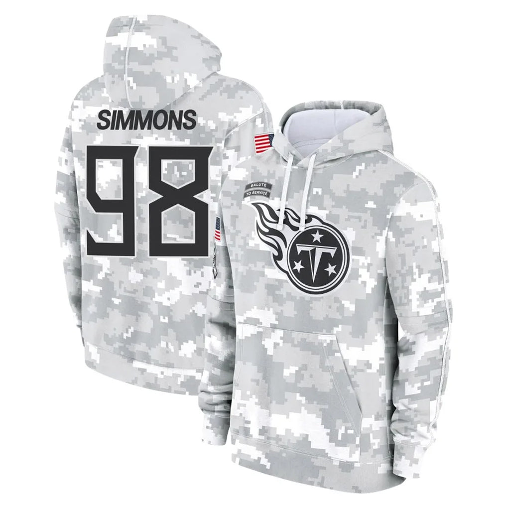 T.Titans #98 Jeffery Simmons Player Camo Arctic Salute to Service Pullover Hoodies Home Game Ldoa Stitched Jerseys