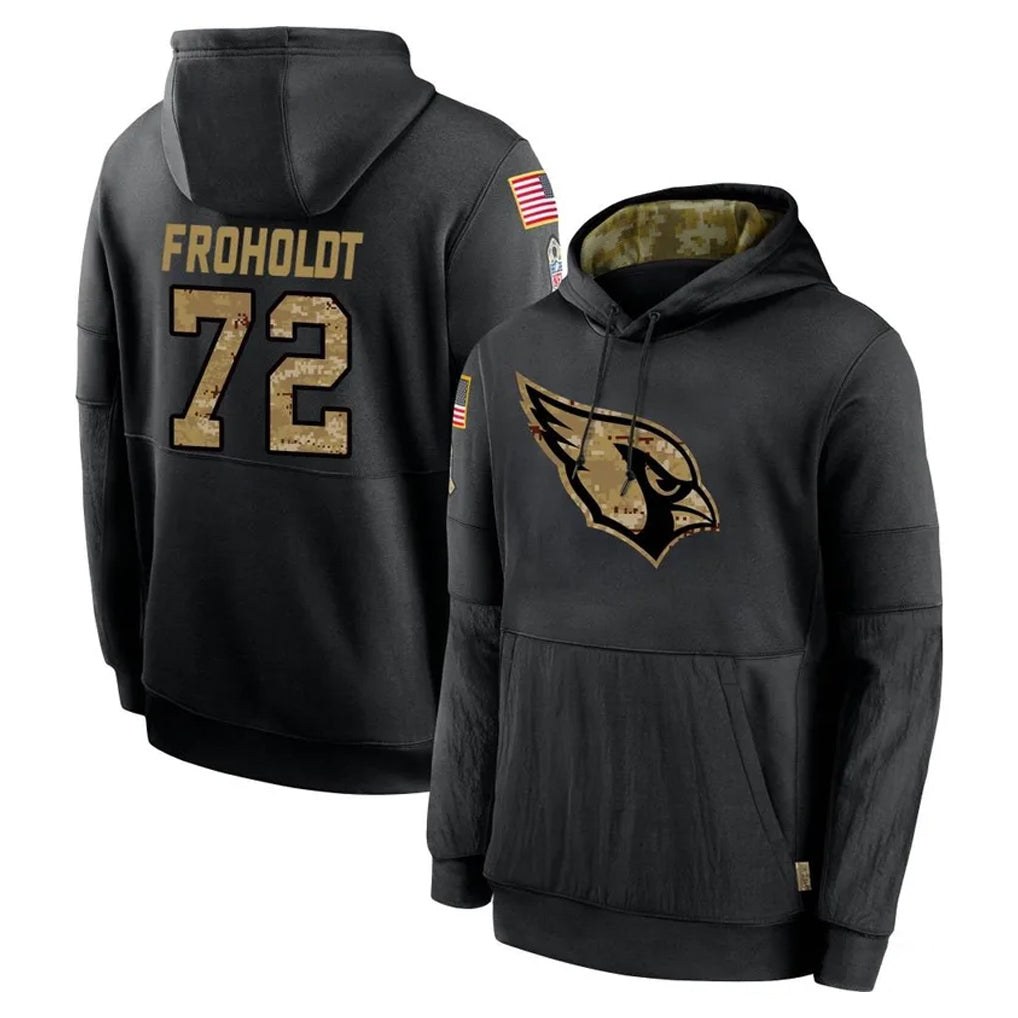 A.Cardinals #72 Hjalte Froholdt Player Black Salute to Service Sideline Performance Pullover Hoodies Home Game Ldoa Stitched Jerseys