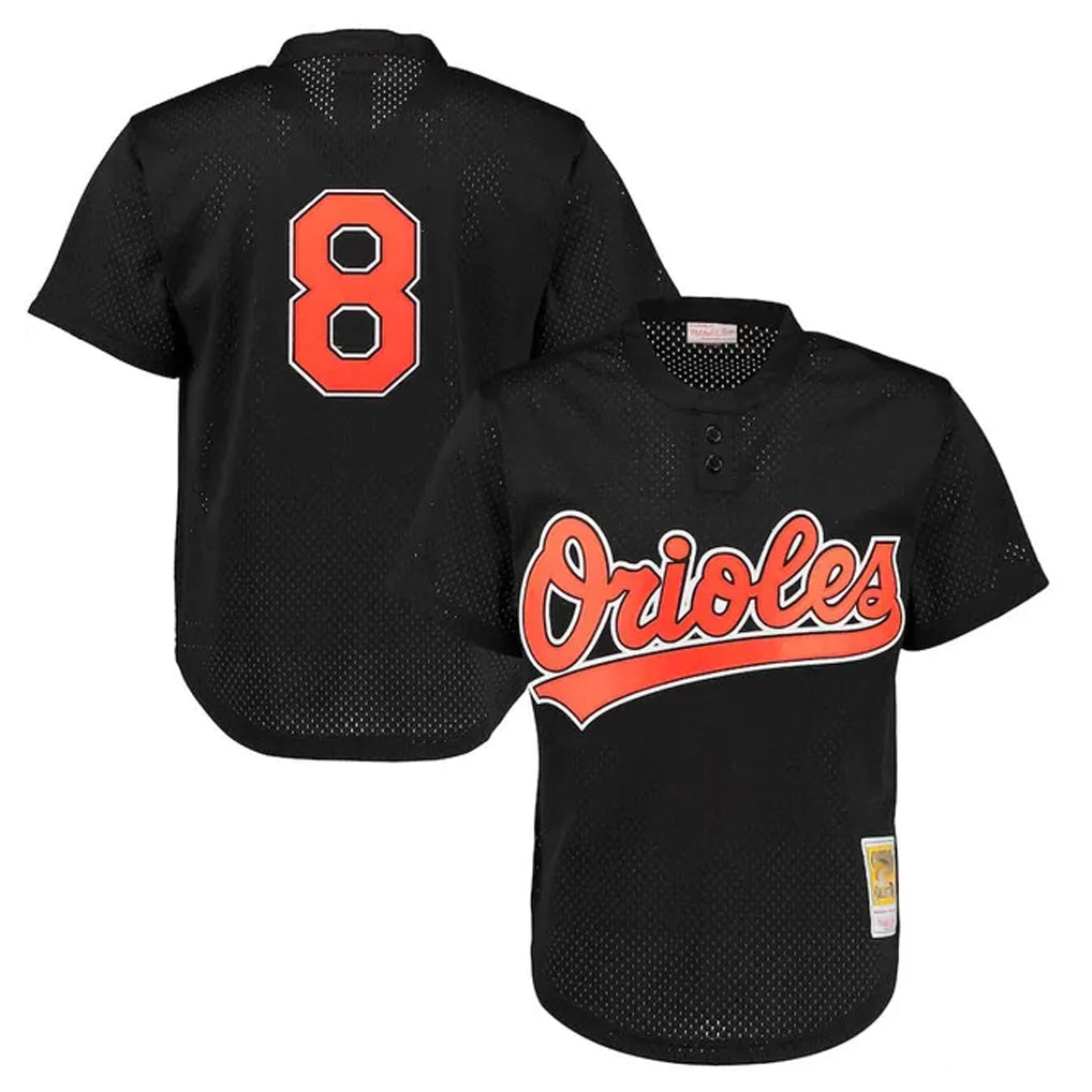 B.Orioles #8 Cal Ripken Player Black Mitchell & Ness 1997 Cooperstown Mesh Game Ldoa Stitched Jerseys