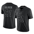 B.Bills #91 Ed Oliver Player Black RFLCTV Limited Xdoa Stitched Jerseys