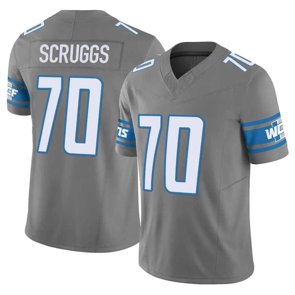 D.Lions #70 Juice Scruggs Player Gray Vapor F.U.S.E. Limited Home Game Ldoa Stitched Jerseys