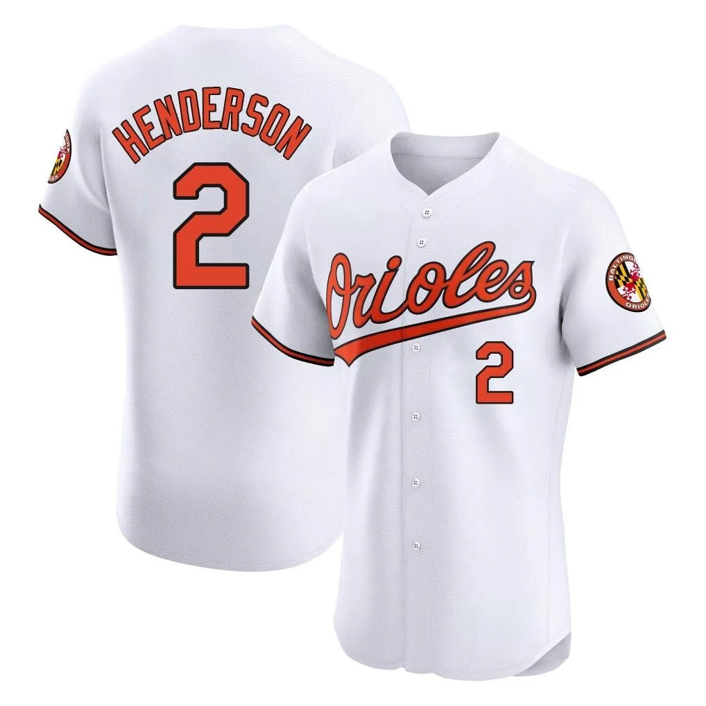 B.Orioles #2 Gunnar Henderson Player White Limited Elite Home Game Ldoa Stitched Jerseys
